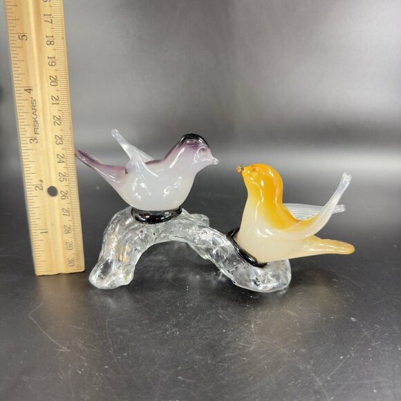 Venetian Italian Glass Love Birds Figurine Decor Opaline Glass Hand Made AS IS - Picture 5 of 16